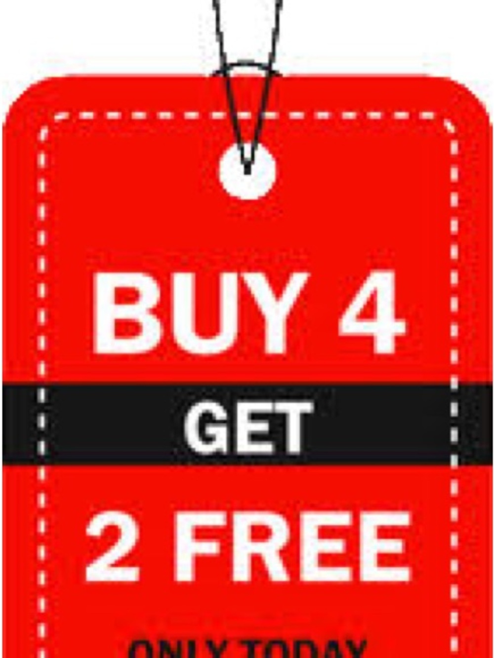 Red Promotional Tag "Buy 4 Get 2 Free"